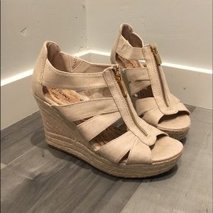 Nude Wedges with Zipper Detail